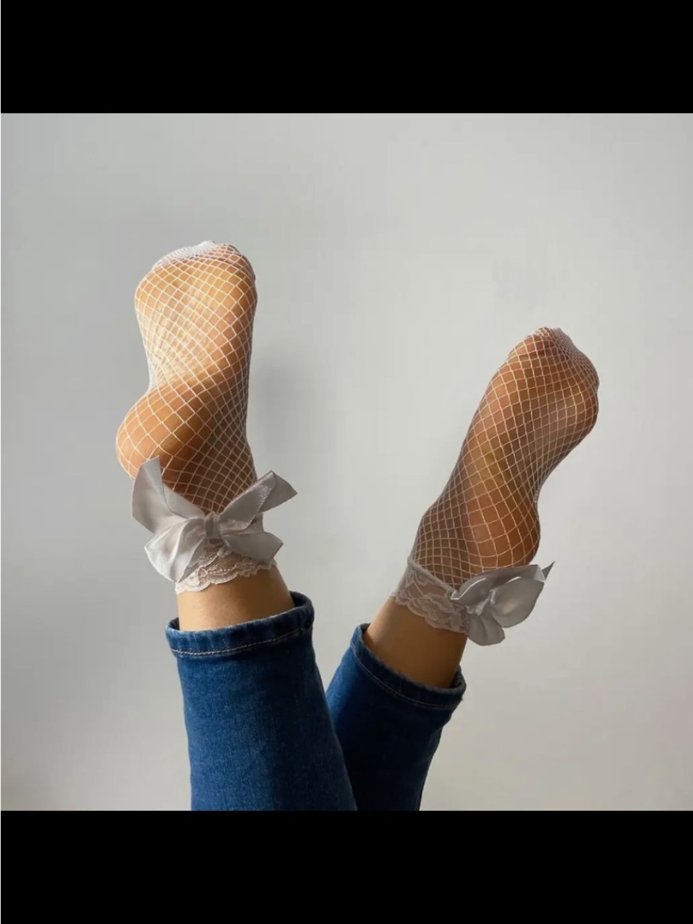 Sockette Candice White Fishnet Lace Ankle Socks.